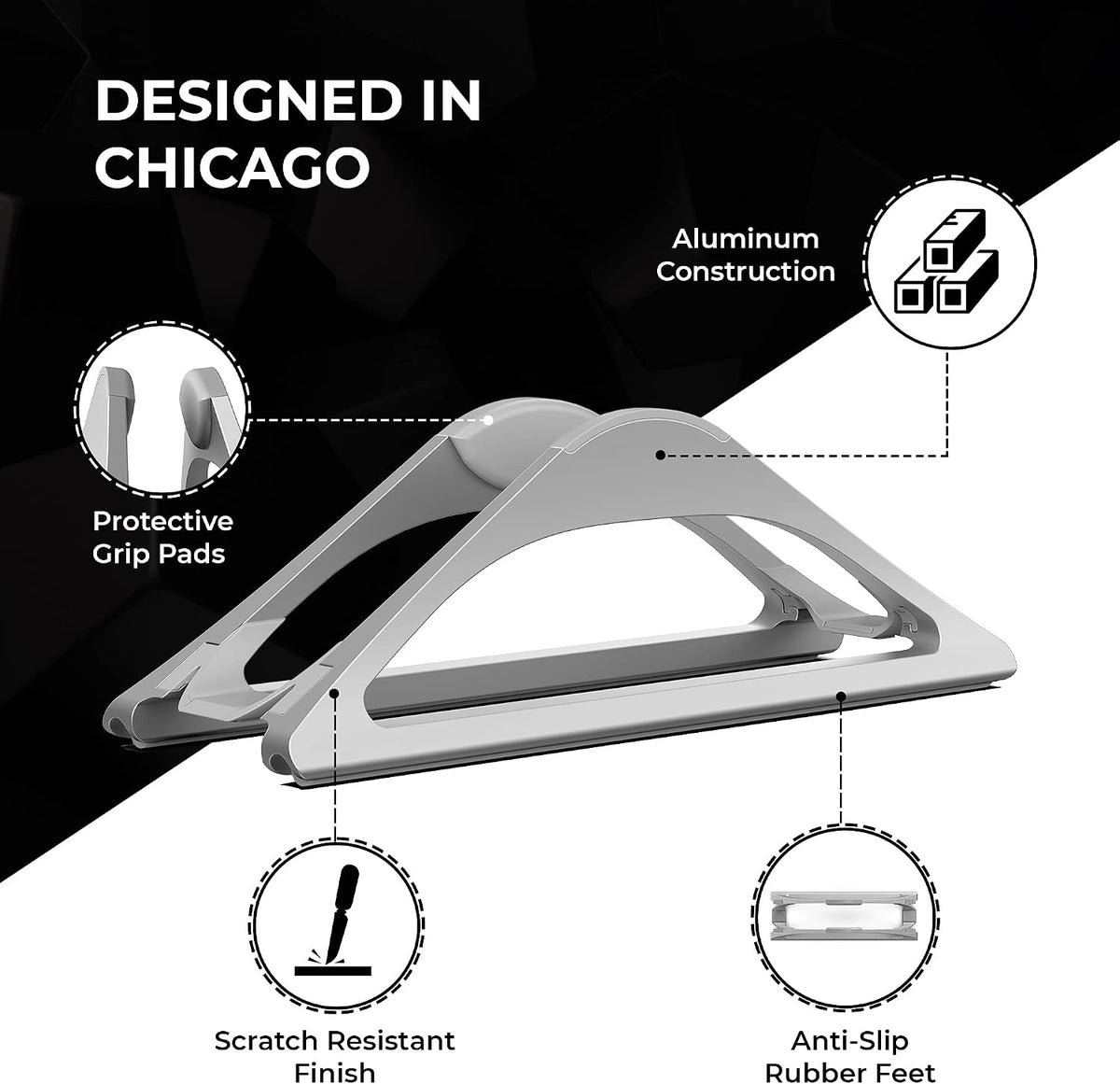 Vertical Laptop Stand for Desks Adjustable Matte Black MacBook