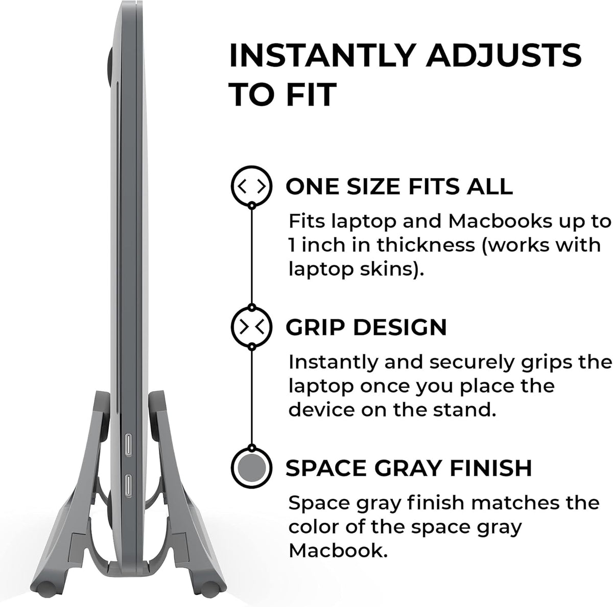 Vertical Laptop Stand for Desks Adjustable Matte Black MacBook