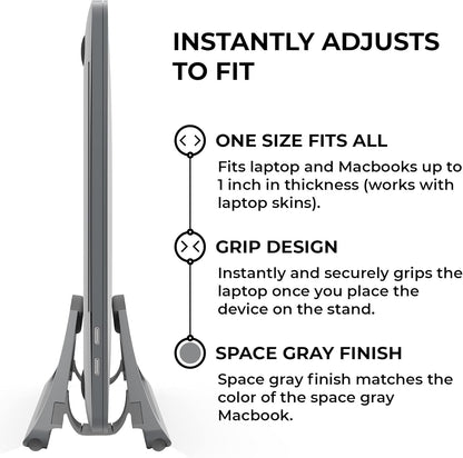Vertical Laptop Stand for Desks Adjustable Matte Black MacBook
