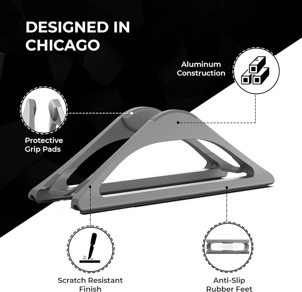 Vertical Laptop Stand for Desks Adjustable Matte Black MacBook