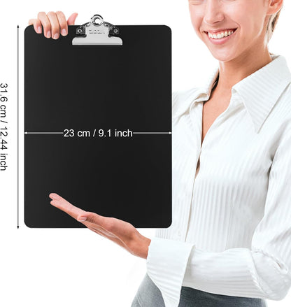 Metal Clipboard, 12 x 9 Inches Heavy Duty Aluminum Clipboards, A4 Letter Sizer Document Holder with High Capacity Clip, Suitable for School, Office, Jobsite or Medical Staff (Black)