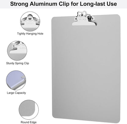 Metal Clipboard, 12 x 9 Inches Heavy Duty Aluminum Clipboards, A4 Letter Sizer Document Holder with High Capacity Clip, Suitable for School, Office, Jobsite or Medical Staff (Black)