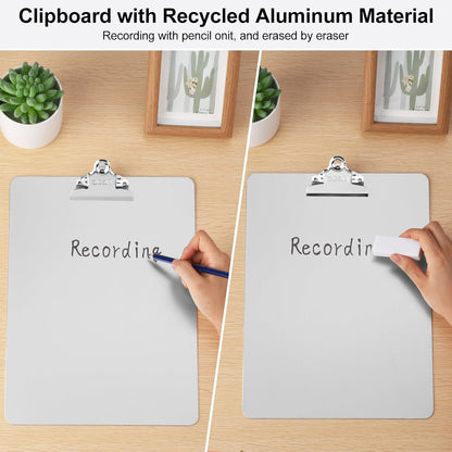 Metal Clipboard, 12 x 9 Inches Heavy Duty Aluminum Clipboards, A4 Letter Sizer Document Holder with High Capacity Clip, Suitable for School, Office, Jobsite or Medical Staff (Black)