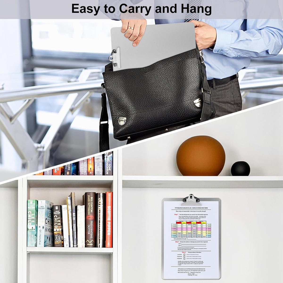 Metal Clipboard, 12 x 9 Inches Heavy Duty Aluminum Clipboards, A4 Letter Sizer Document Holder with High Capacity Clip, Suitable for School, Office, Jobsite or Medical Staff (Black)