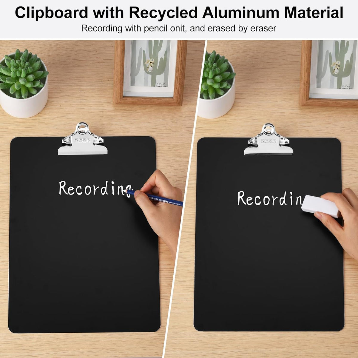 Metal Clipboard, 12 x 9 Inches Heavy Duty Aluminum Clipboards, A4 Letter Sizer Document Holder with High Capacity Clip, Suitable for School, Office, Jobsite or Medical Staff (Black)