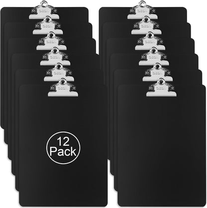 Metal Clipboard, 12 x 9 Inches Heavy Duty Aluminum Clipboards, A4 Letter Sizer Document Holder with High Capacity Clip, Suitable for School, Office, Jobsite or Medical Staff (Black)