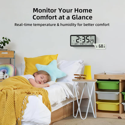 15'' Large Digital Atomic Wall Clock Battery Operated, Auto DST