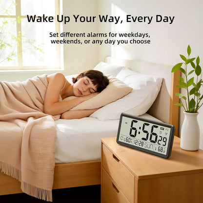 15'' Large Digital Atomic Wall Clock Battery Operated, Auto DST