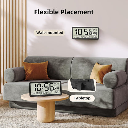 15'' Large Digital Atomic Wall Clock Battery Operated, Auto DST