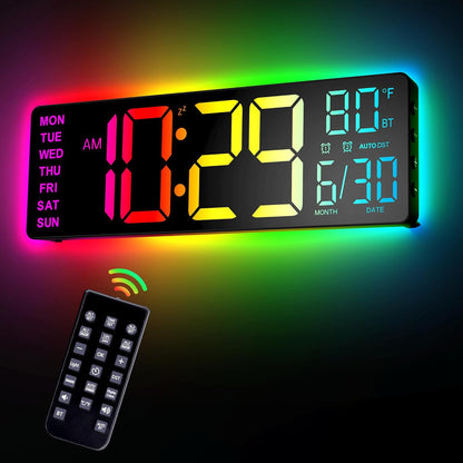 15'' Large Digital Atomic Wall Clock Battery Operated, Auto DST