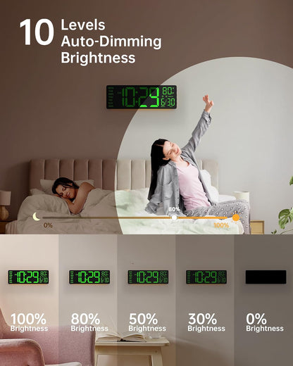 15'' Large Digital Atomic Wall Clock Battery Operated, Auto DST