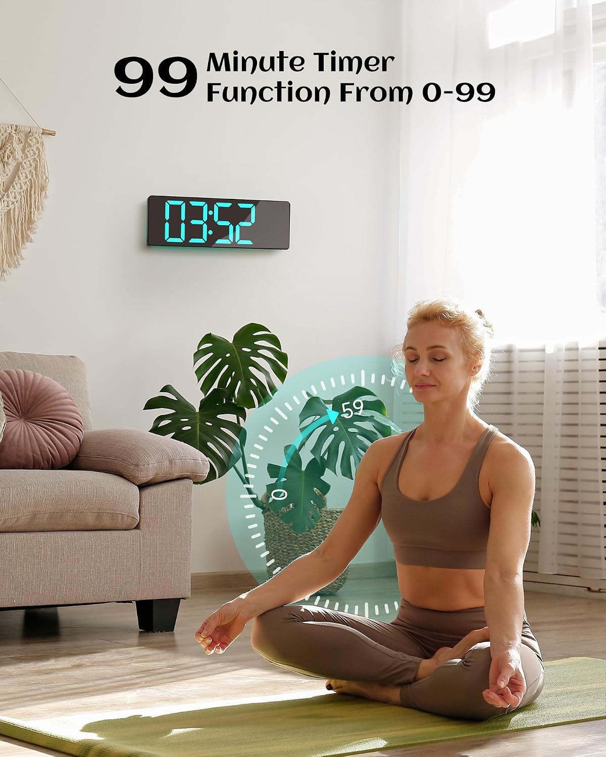 15'' Large Digital Atomic Wall Clock Battery Operated, Auto DST
