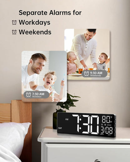 15'' Large Digital Atomic Wall Clock Battery Operated, Auto DST
