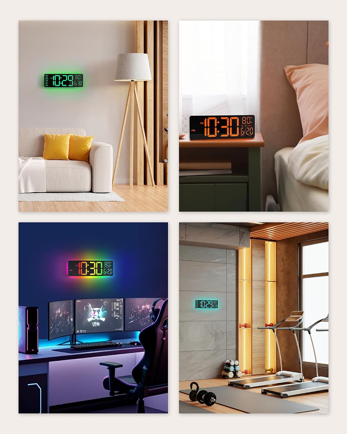 15'' Large Digital Atomic Wall Clock Battery Operated, Auto DST