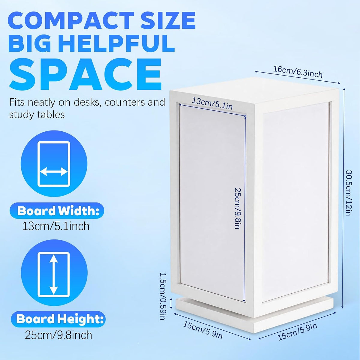 12" x 6.5" x 6.5" 4-Sided Rotating Desktop Whiteboard Tower, Dry Erase Board Planner with 8 Markers and Eraser, Multi-Surface Memo Board for to-Do Lists, Weekly Planning, Office, Home, School