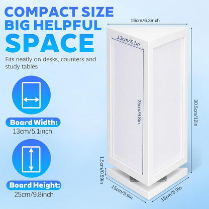 12" x 6.5" x 6.5" 4-Sided Rotating Desktop Whiteboard Tower, Dry Erase Board Planner with 8 Markers and Eraser, Multi-Surface Memo Board for to-Do Lists, Weekly Planning, Office, Home, School