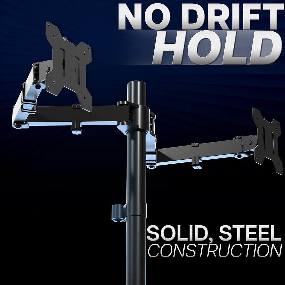 Dual Monitor Desk Mount, Holds 2 Computer Screens up to 30 inches and 22lbs Each, Heavy Duty Fully Adjustable Steel Stand with C-Clamp and Grommet, Black, STAND-V002