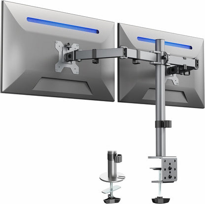Dual Monitor Desk Mount, Holds 2 Computer Screens up to 30 inches and 22lbs Each, Heavy Duty Fully Adjustable Steel Stand with C-Clamp and Grommet, Black, STAND-V002