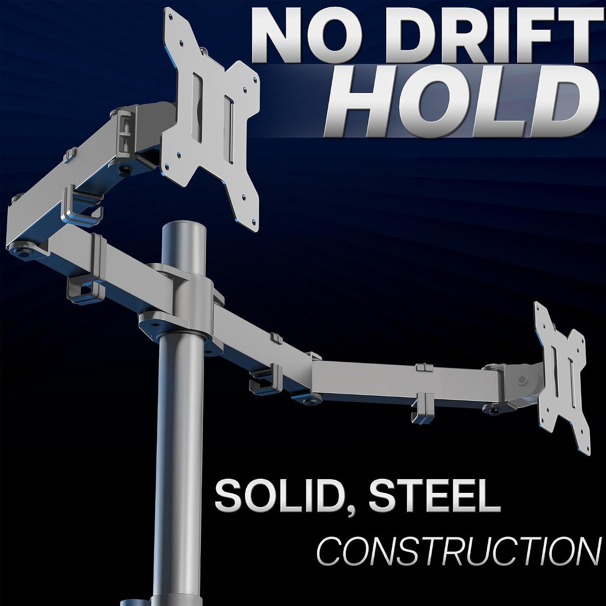 Dual Monitor Desk Mount, Holds 2 Computer Screens up to 30 inches and 22lbs Each, Heavy Duty Fully Adjustable Steel Stand with C-Clamp and Grommet, Black, STAND-V002