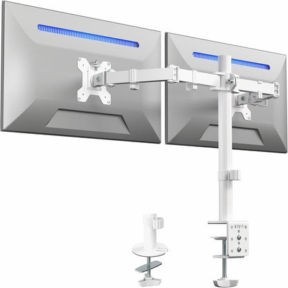 Dual Monitor Desk Mount, Holds 2 Computer Screens up to 30 inches and 22lbs Each, Heavy Duty Fully Adjustable Steel Stand with C-Clamp and Grommet, Black, STAND-V002