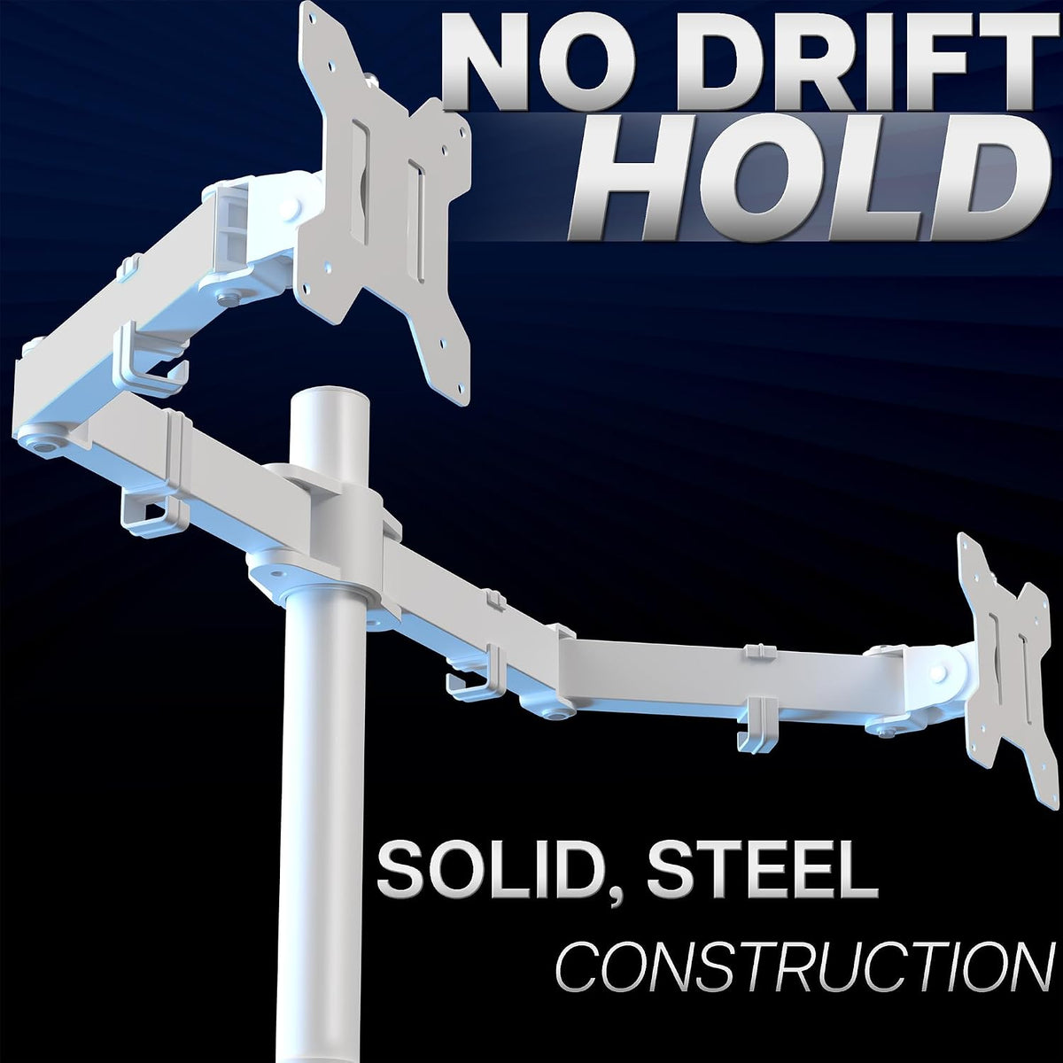 Dual Monitor Desk Mount, Holds 2 Computer Screens up to 30 inches and 22lbs Each, Heavy Duty Fully Adjustable Steel Stand with C-Clamp and Grommet, Black, STAND-V002
