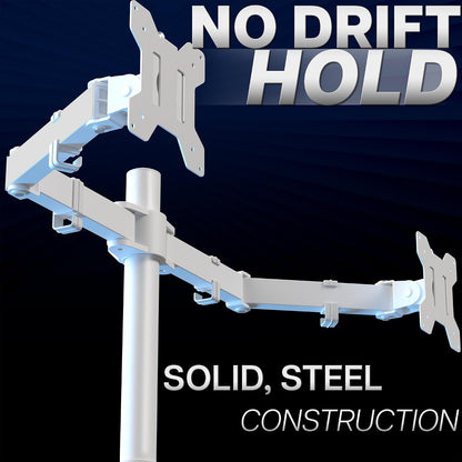 Dual Monitor Desk Mount, Holds 2 Computer Screens up to 30 inches and 22lbs Each, Heavy Duty Fully Adjustable Steel Stand with C-Clamp and Grommet, Black, STAND-V002