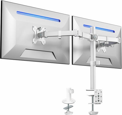 Dual Monitor Desk Mount, Holds 2 Computer Screens up to 30 inches and 22lbs Each, Heavy Duty Fully Adjustable Steel Stand with C-Clamp and Grommet, Black, STAND-V002