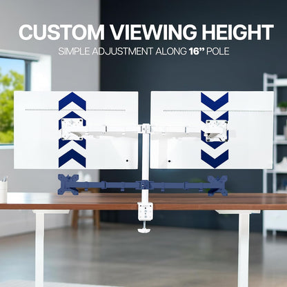 Dual Monitor Desk Mount, Holds 2 Computer Screens up to 30 inches and 22lbs Each, Heavy Duty Fully Adjustable Steel Stand with C-Clamp and Grommet, Black, STAND-V002