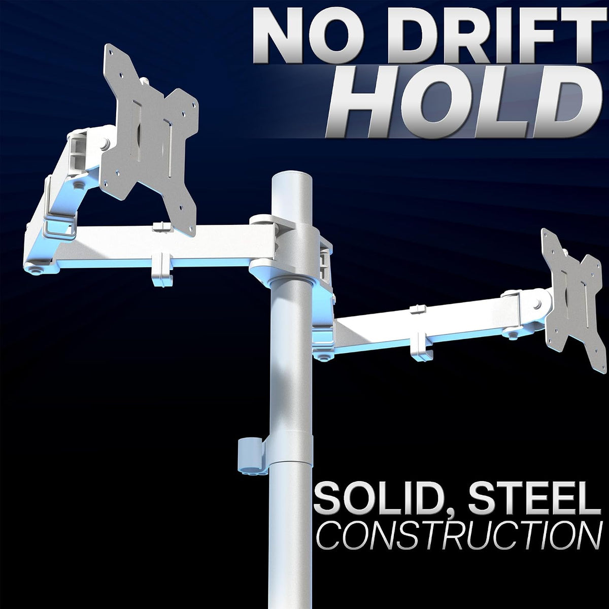 Dual Monitor Desk Mount, Holds 2 Computer Screens up to 30 inches and 22lbs Each, Heavy Duty Fully Adjustable Steel Stand with C-Clamp and Grommet, Black, STAND-V002