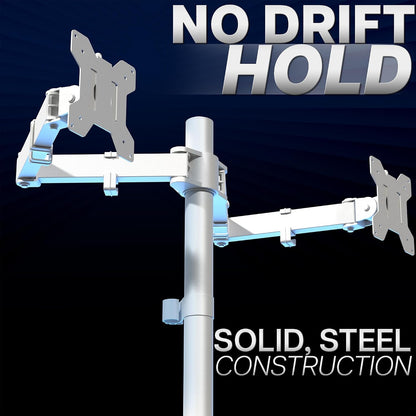Dual Monitor Desk Mount, Holds 2 Computer Screens up to 30 inches and 22lbs Each, Heavy Duty Fully Adjustable Steel Stand with C-Clamp and Grommet, Black, STAND-V002
