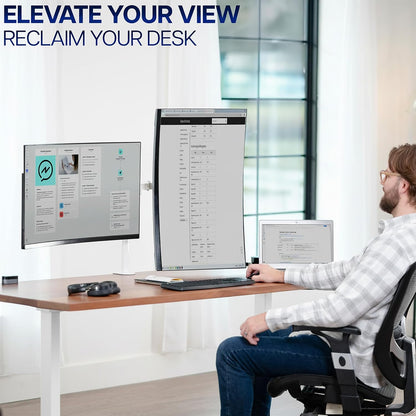 Dual Monitor Desk Mount, Holds 2 Computer Screens up to 30 inches and 22lbs Each, Heavy Duty Fully Adjustable Steel Stand with C-Clamp and Grommet, Black, STAND-V002