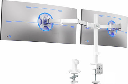 Dual Monitor Desk Mount, Holds 2 Computer Screens up to 30 inches and 22lbs Each, Heavy Duty Fully Adjustable Steel Stand with C-Clamp and Grommet, Black, STAND-V002
