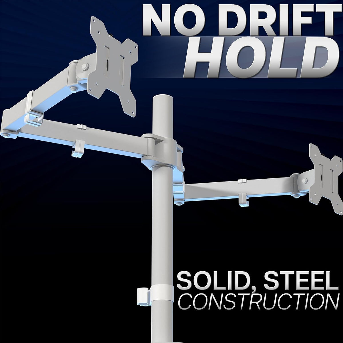Dual Monitor Desk Mount, Holds 2 Computer Screens up to 30 inches and 22lbs Each, Heavy Duty Fully Adjustable Steel Stand with C-Clamp and Grommet, Black, STAND-V002