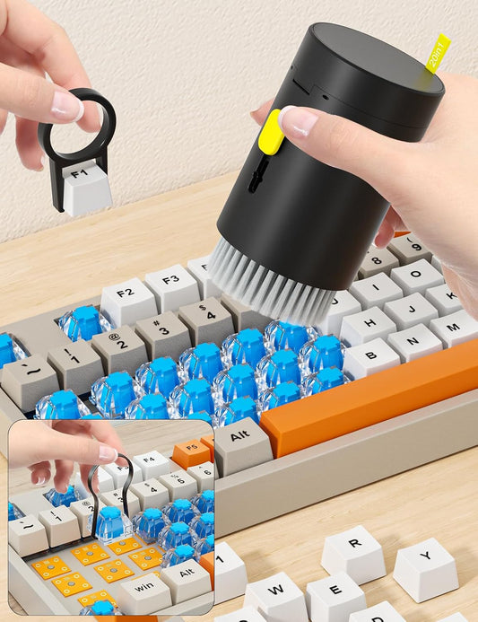Keyboard Cleaner Kit, Electronics Cleaning Kit with Retractable Big Brush, Portable, 20 in 1 Multi-Tool Kit for Phones, Tablet, Computer, PC Monitor,TV Camera Lens with 2.5ml Mist Spray (Black)