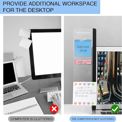 Monitor Memo Board - Multifunction Computer Transparent Side Panel Creative Desktop Easy to Use Suitable for Home Office Left and Right (2pcs)