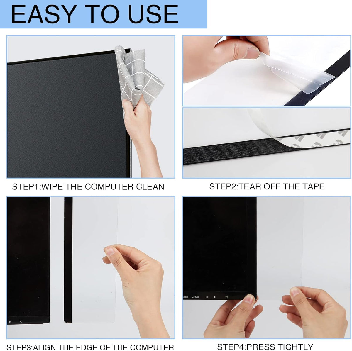 Monitor Memo Board - Multifunction Computer Transparent Side Panel Creative Desktop Easy to Use Suitable for Home Office Left and Right (2pcs)