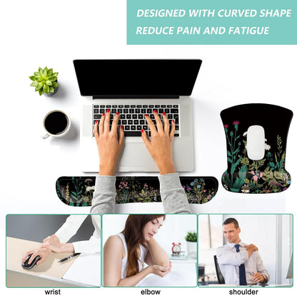 Keyboard Wrist Rest Pad Mouse Pad with Wrist Support Set of 3, Gaming Mousepad with Non-Slip Rubber Base, Ergonomic Memory Foam Mouse Cushion Support for Home Office Laptop Computer, Navy Blue