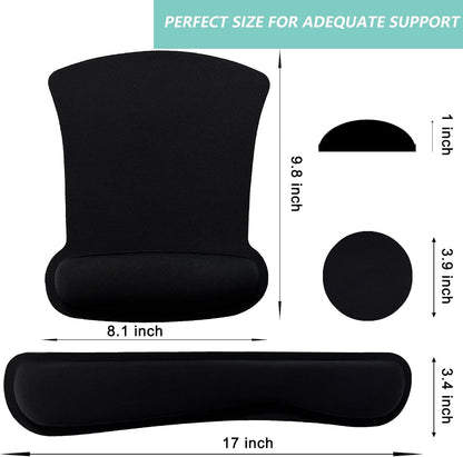Keyboard Wrist Rest Pad Mouse Pad with Wrist Support Set of 3, Gaming Mousepad with Non-Slip Rubber Base, Ergonomic Memory Foam Mouse Cushion Support for Home Office Laptop Computer, Navy Blue