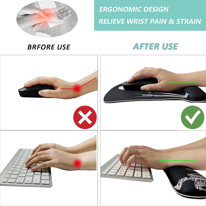 Keyboard Wrist Rest Pad Mouse Pad with Wrist Support Set of 3, Gaming Mousepad with Non-Slip Rubber Base, Ergonomic Memory Foam Mouse Cushion Support for Home Office Laptop Computer, Navy Blue