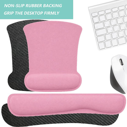 Keyboard Wrist Rest Pad Mouse Pad with Wrist Support Set of 3, Gaming Mousepad with Non-Slip Rubber Base, Ergonomic Memory Foam Mouse Cushion Support for Home Office Laptop Computer, Navy Blue