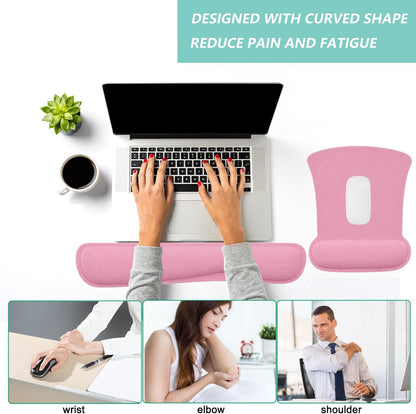 Keyboard Wrist Rest Pad Mouse Pad with Wrist Support Set of 3, Gaming Mousepad with Non-Slip Rubber Base, Ergonomic Memory Foam Mouse Cushion Support for Home Office Laptop Computer, Navy Blue