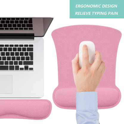 Keyboard Wrist Rest Pad Mouse Pad with Wrist Support Set of 3, Gaming Mousepad with Non-Slip Rubber Base, Ergonomic Memory Foam Mouse Cushion Support for Home Office Laptop Computer, Navy Blue