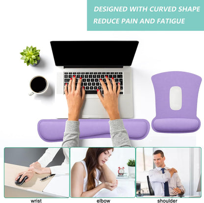 Keyboard Wrist Rest Pad Mouse Pad with Wrist Support Set of 3, Gaming Mousepad with Non-Slip Rubber Base, Ergonomic Memory Foam Mouse Cushion Support for Home Office Laptop Computer, Navy Blue