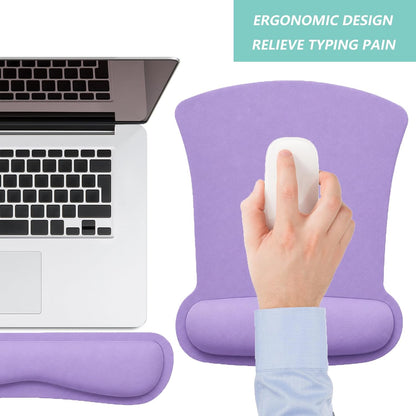 Keyboard Wrist Rest Pad Mouse Pad with Wrist Support Set of 3, Gaming Mousepad with Non-Slip Rubber Base, Ergonomic Memory Foam Mouse Cushion Support for Home Office Laptop Computer, Navy Blue
