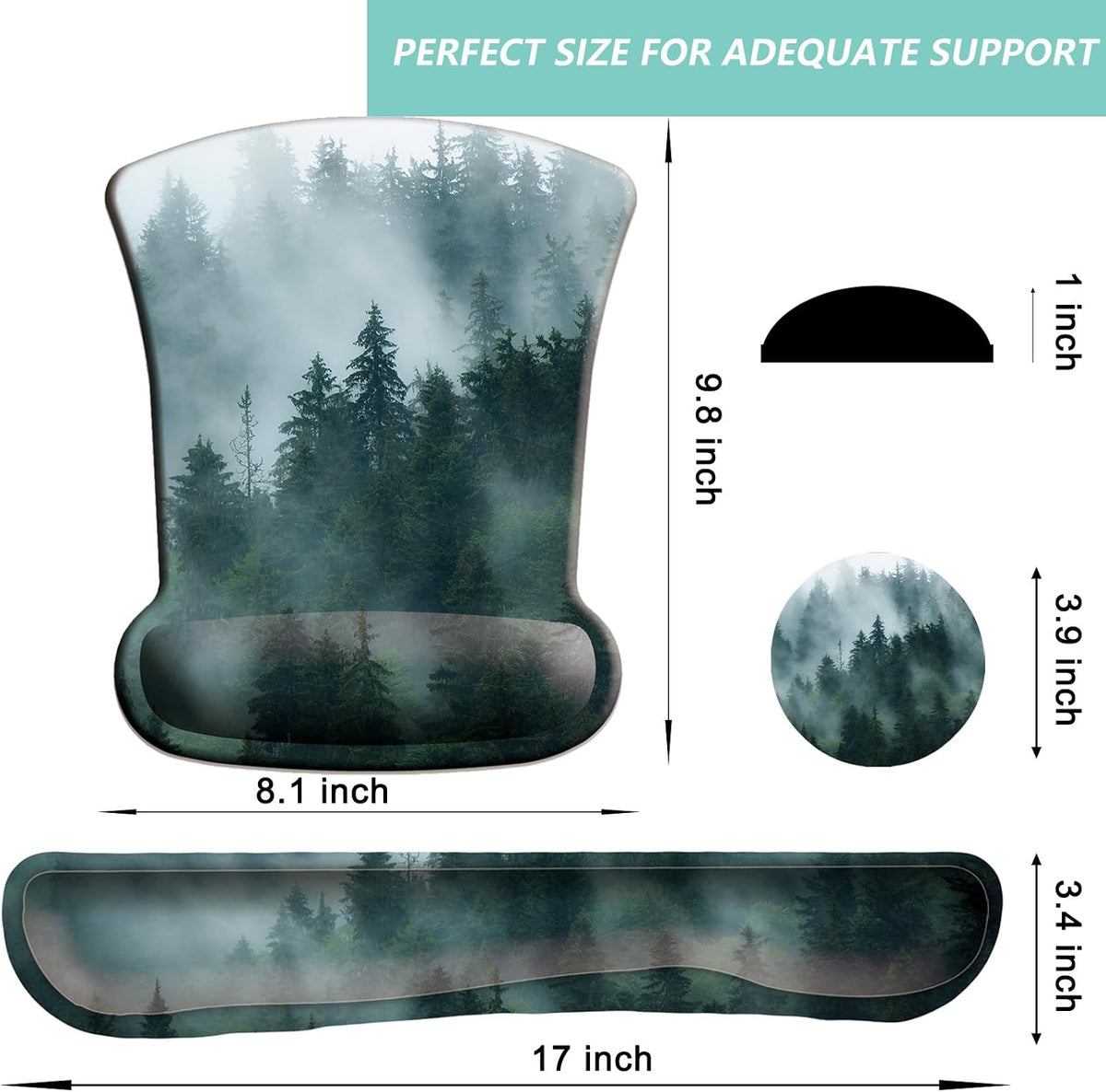 Keyboard Wrist Rest Pad Mouse Pad with Wrist Support Set of 3, Gaming Mousepad with Non-Slip Rubber Base, Ergonomic Memory Foam Mouse Cushion Support for Home Office Laptop Computer, Navy Blue
