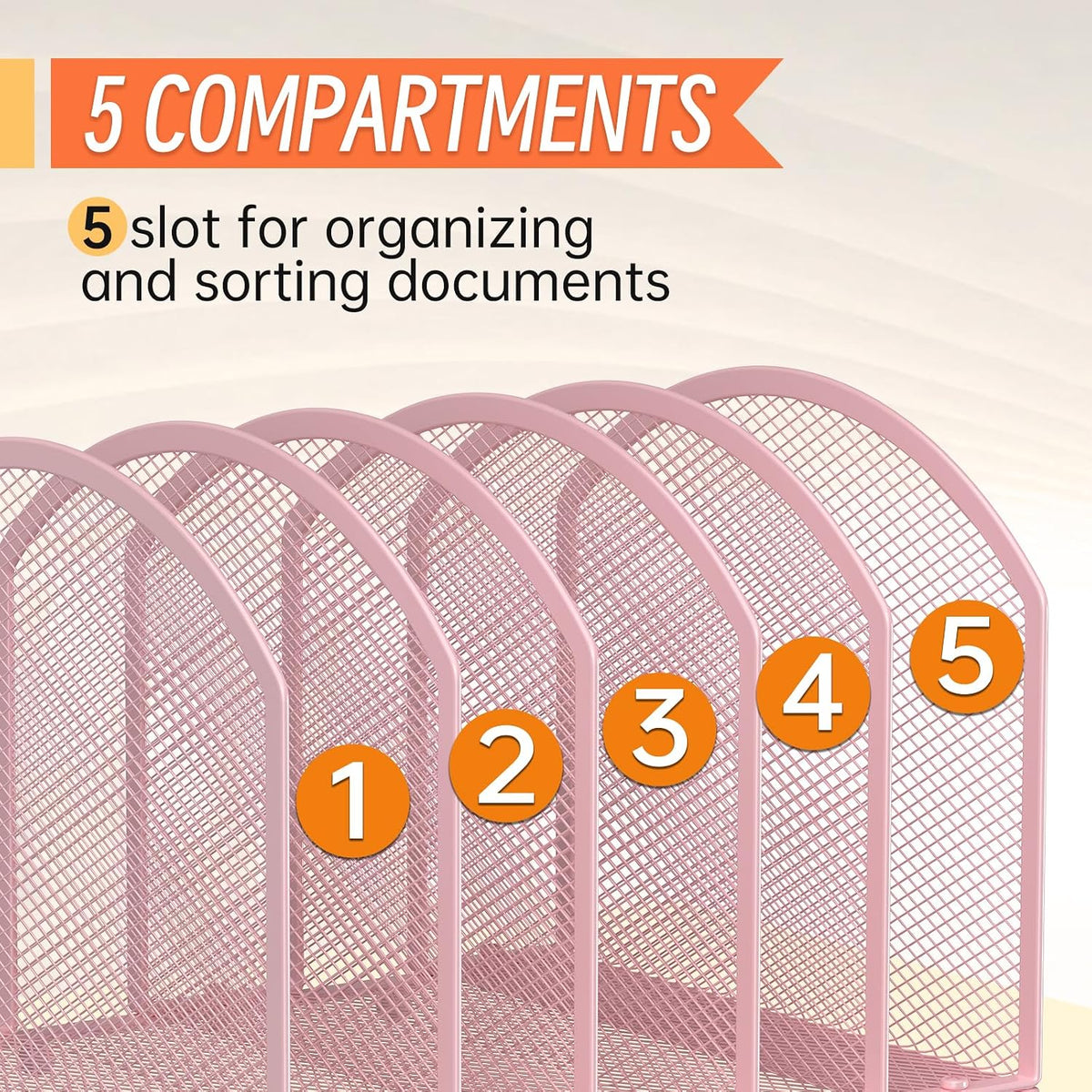 5-Section Desk File Organizer, Vertical Desktop File Holder Mail Sorter File Folder Holder Organization for Office School & Classroom (Black)