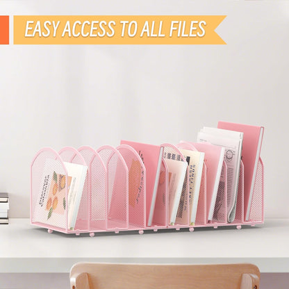 5-Section Desk File Organizer, Vertical Desktop File Holder Mail Sorter File Folder Holder Organization for Office School & Classroom (Black)
