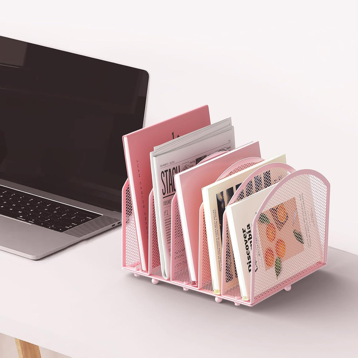 5-Section Desk File Organizer, Vertical Desktop File Holder Mail Sorter File Folder Holder Organization for Office School & Classroom (Black)