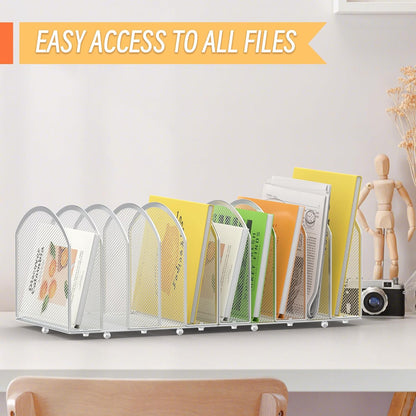 5-Section Desk File Organizer, Vertical Desktop File Holder Mail Sorter File Folder Holder Organization for Office School & Classroom (Black)