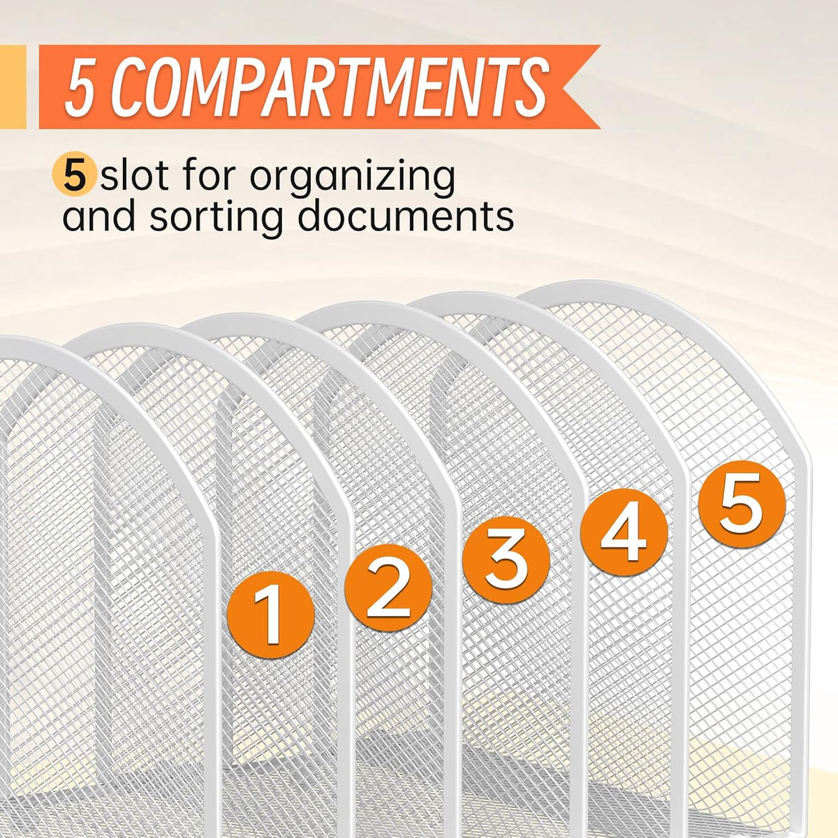 5-Section Desk File Organizer, Vertical Desktop File Holder Mail Sorter File Folder Holder Organization for Office School & Classroom (Black)